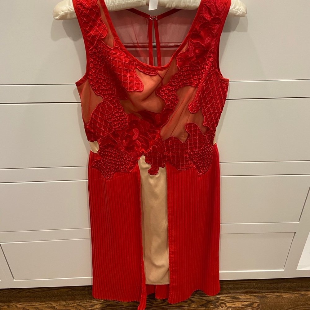 Reiss Embroidered Red Dress